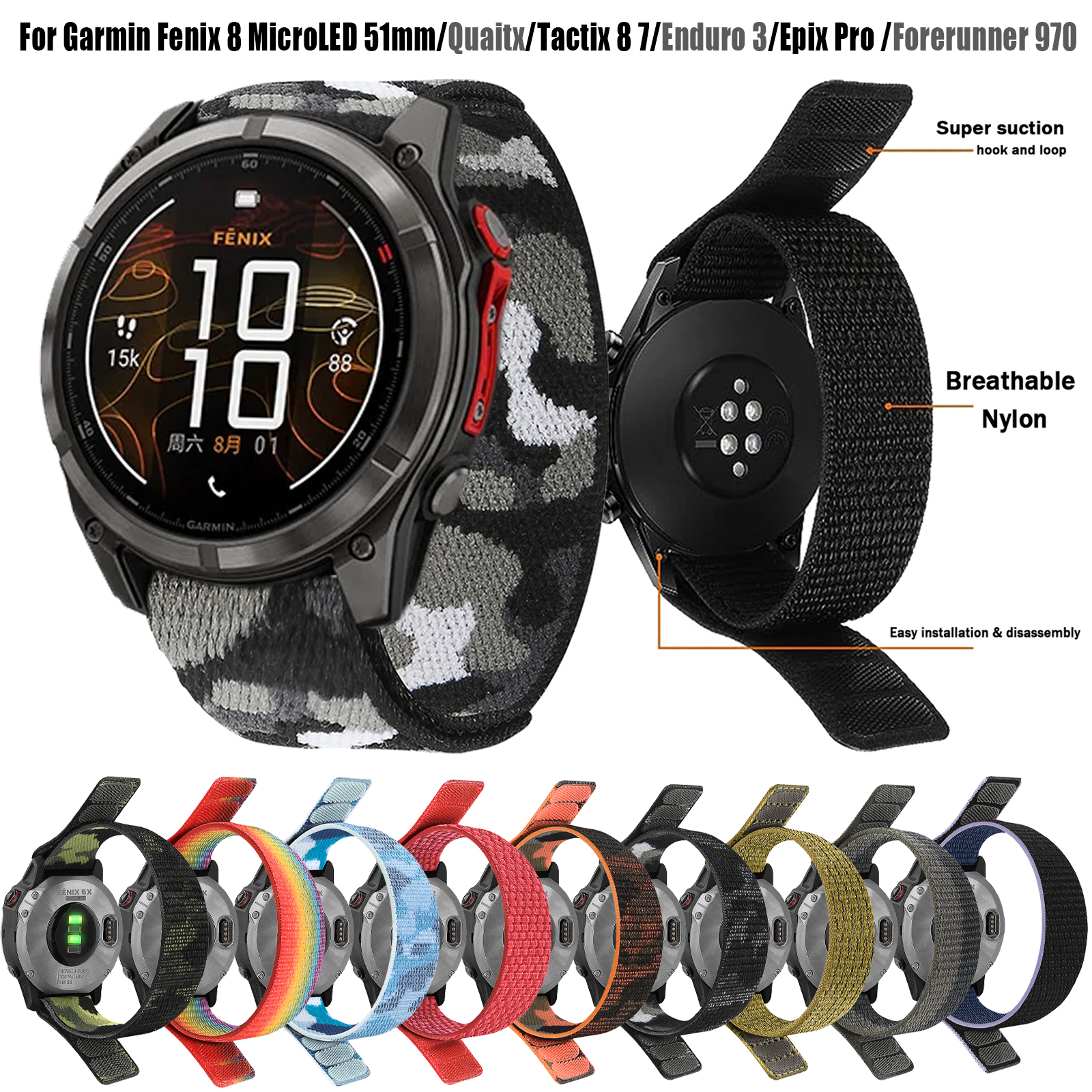 Sport Loop Velcro - 22mm 26mm Nylon QuickFit Strap For
