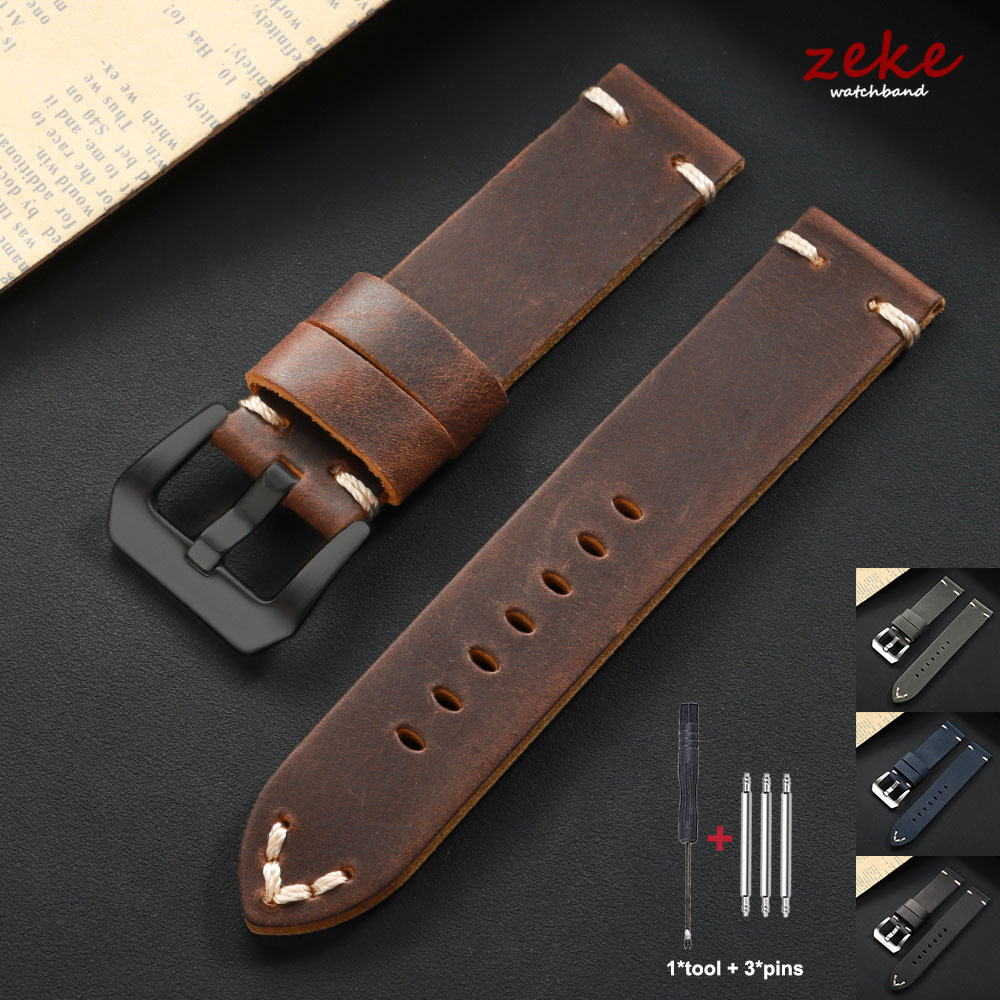 Handmade Stitching Cowhide Wat - Rubber Strap Diver ulasan dan harga