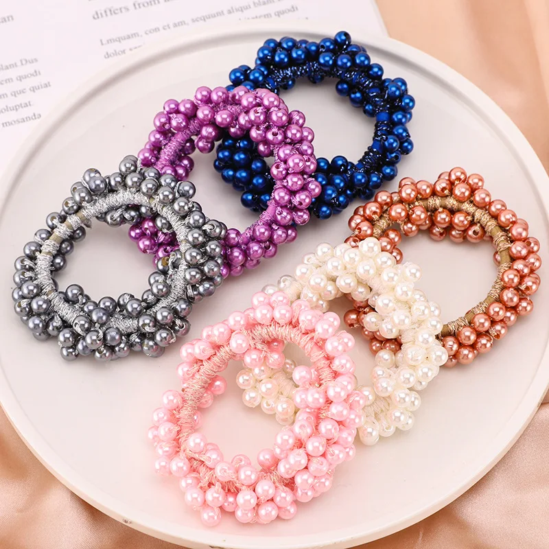 Woman Elegant Pearl Hair Ties  - Silicone Band Women ulasan dan harga