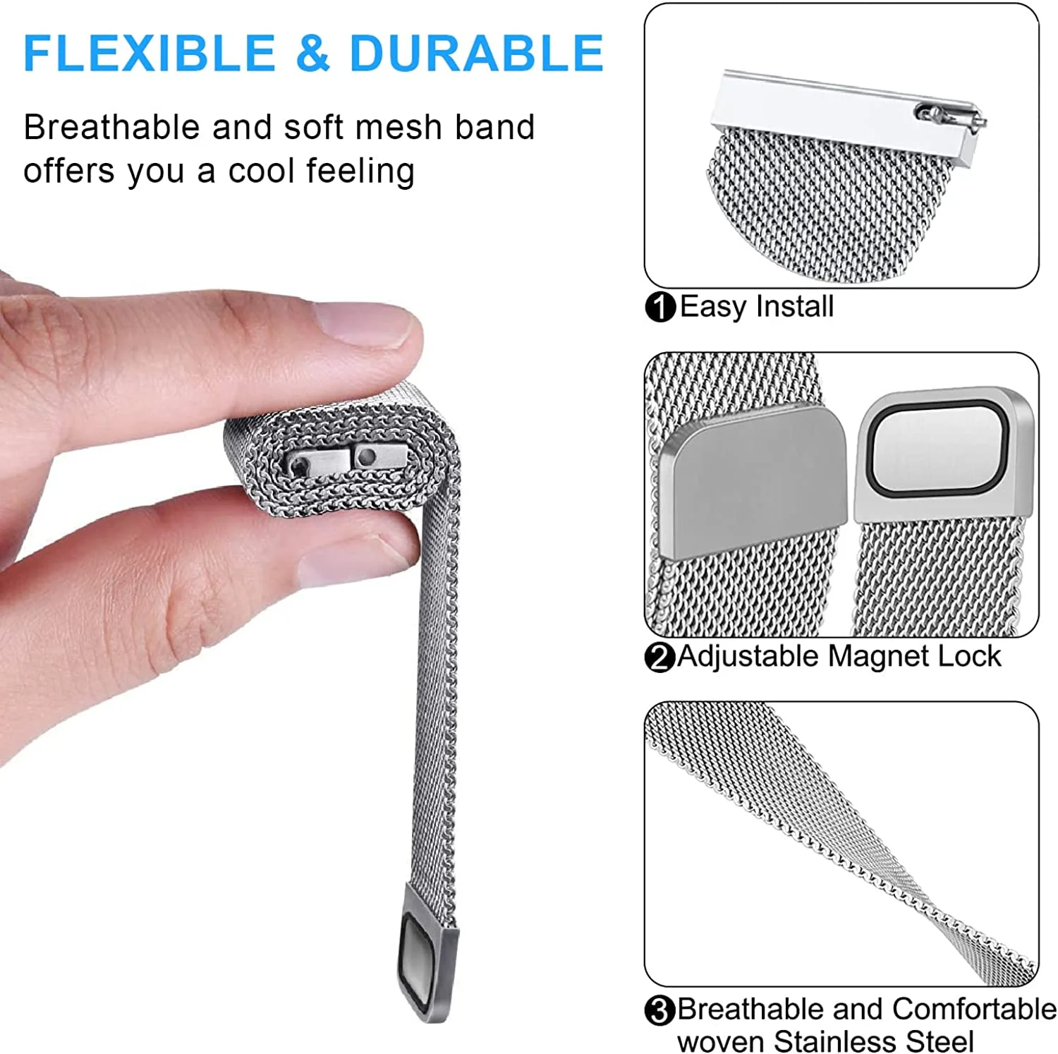 20mm 22mm Milanese Loop Strap  - Milanese Loop Magnetic ulasan dan harga