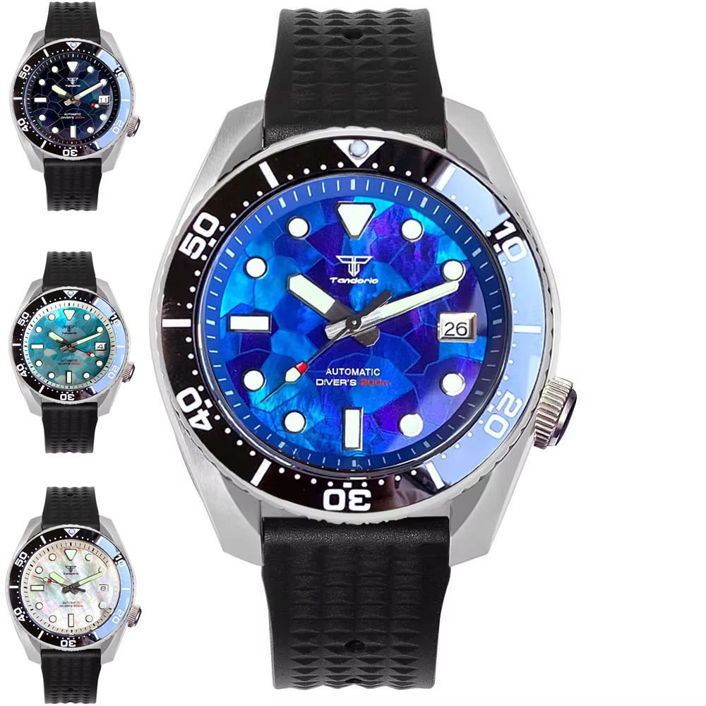 Tandorio 42.5mm Japan NH35A Au - Rubber Strap Diver ulasan dan harga