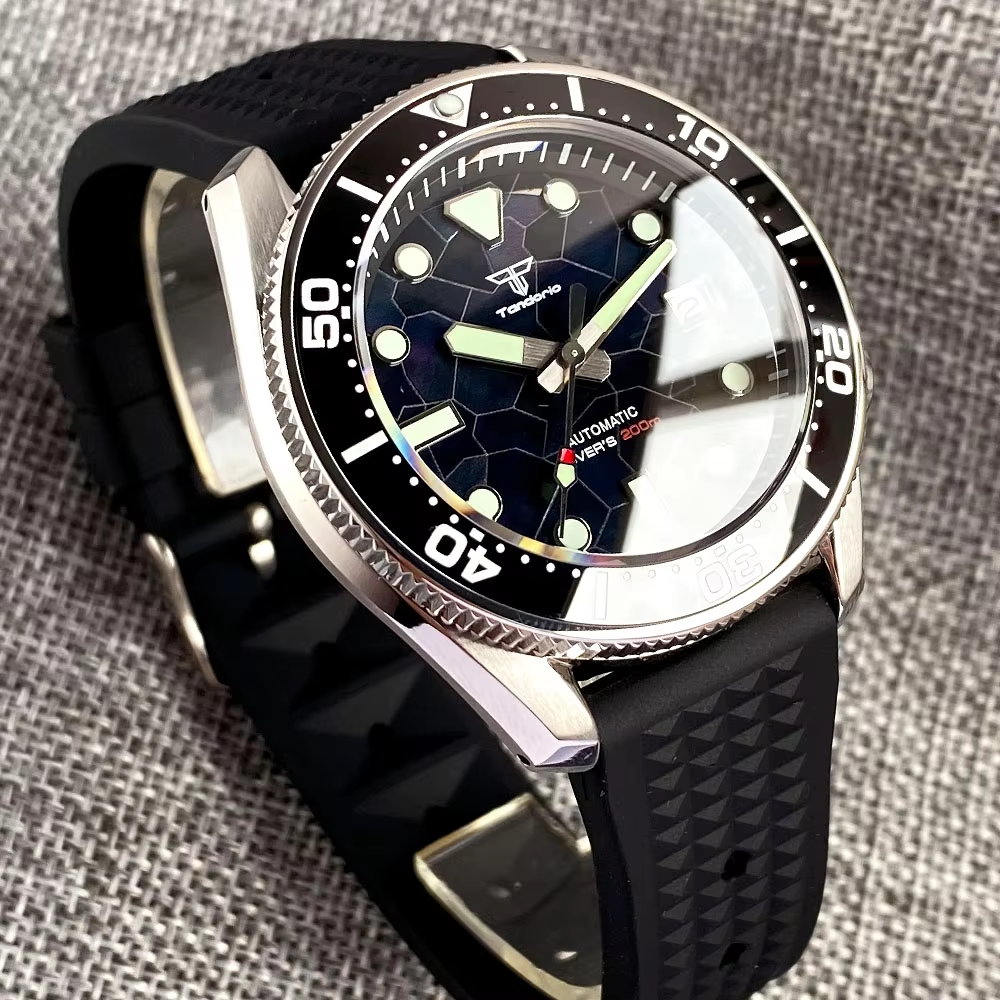 Tandorio 42.5mm Japan NH35A Au - Rubber Strap Diver ulasan dan harga