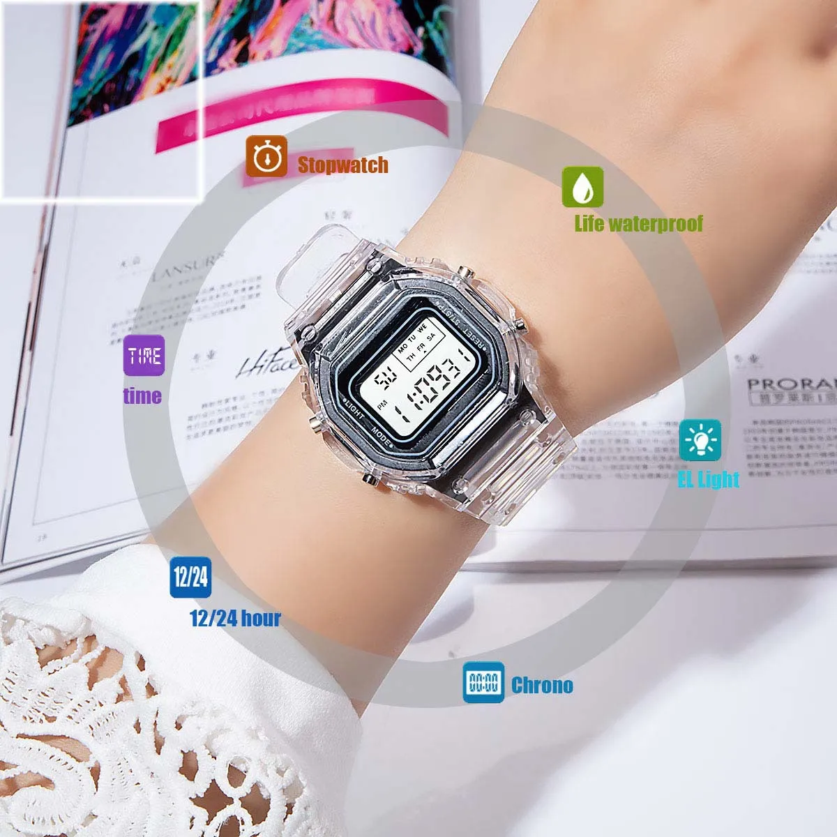 PCV/F91W Steel Strap Watch LED - Tropic Strap Vintage ulasan dan harga
