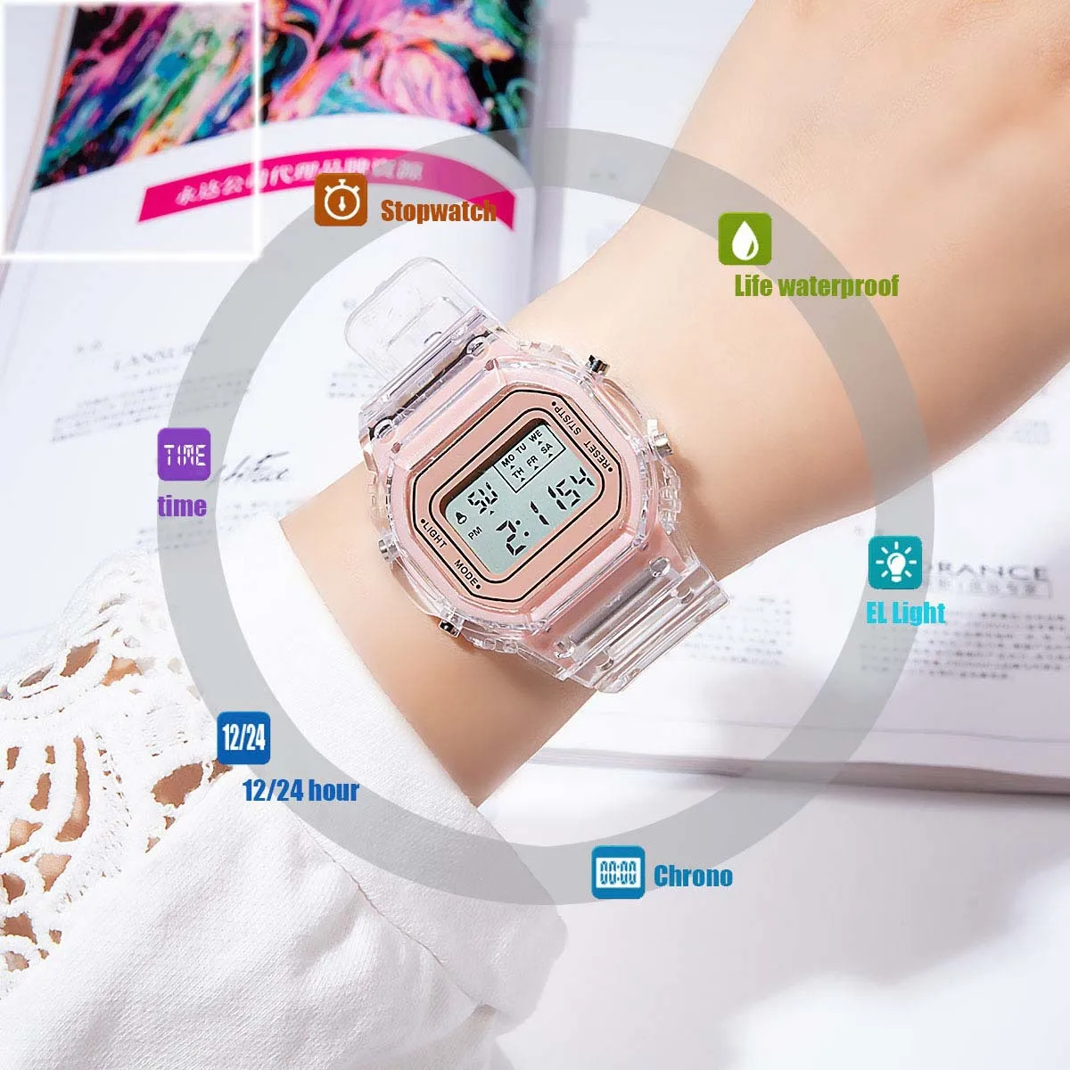 PCV/F91W Steel Strap Watch LED - Tropic Strap Vintage ulasan dan harga