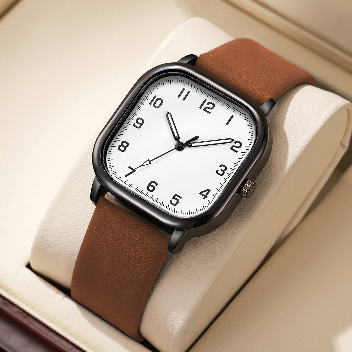 Fashion Square Men Watches Sim - Leather Watch Band Men ulasan dan harga