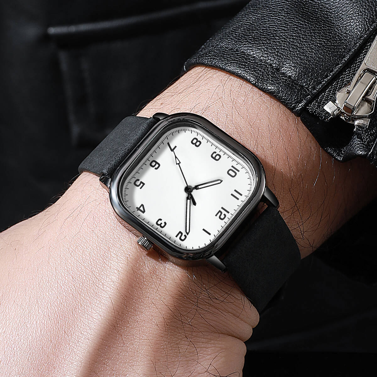 Fashion Square Men Watches Sim - Leather Watch Band Men ulasan dan harga