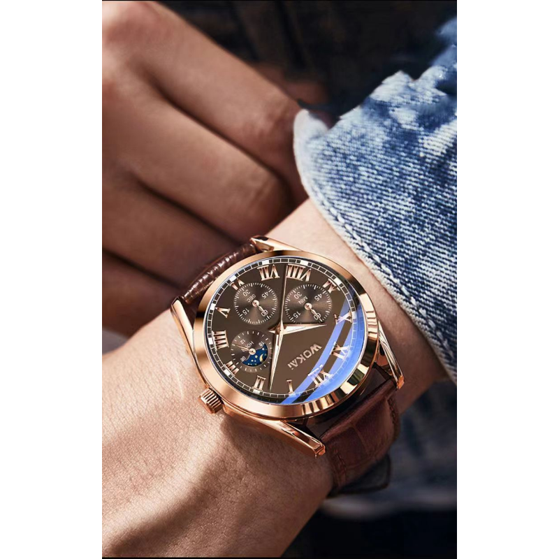 WOKAI Fashion Casual Business  - Leather Watch Band Men ulasan dan harga