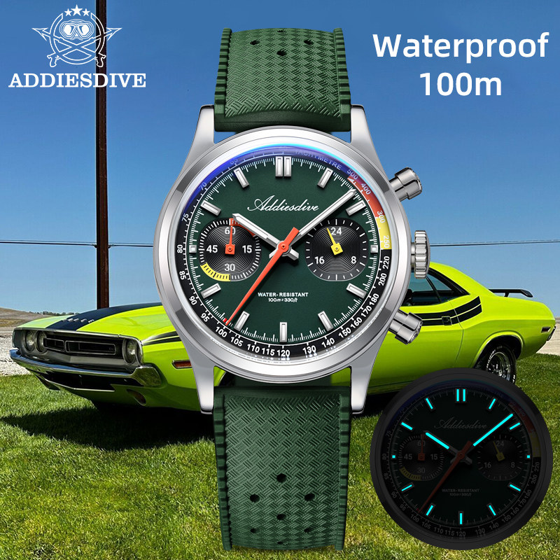ADDIESDIVE Chronograph VK64 Wa - Rubber Strap Diver ulasan dan harga