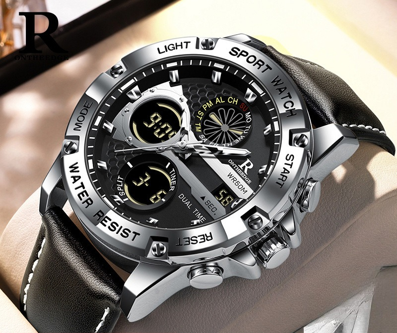 Fashion Men’s Big Face Quartz  - Leather Watch Band Men ulasan dan harga