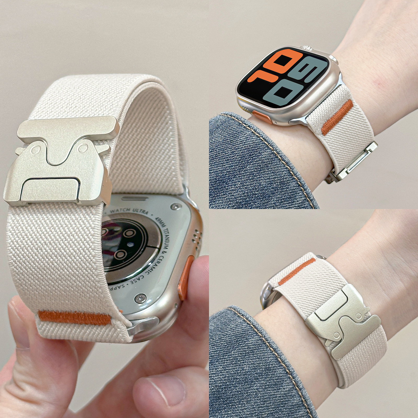 For Apple Watch Band Nylon Ela - Parachute Strap Elastic ulasan dan harga