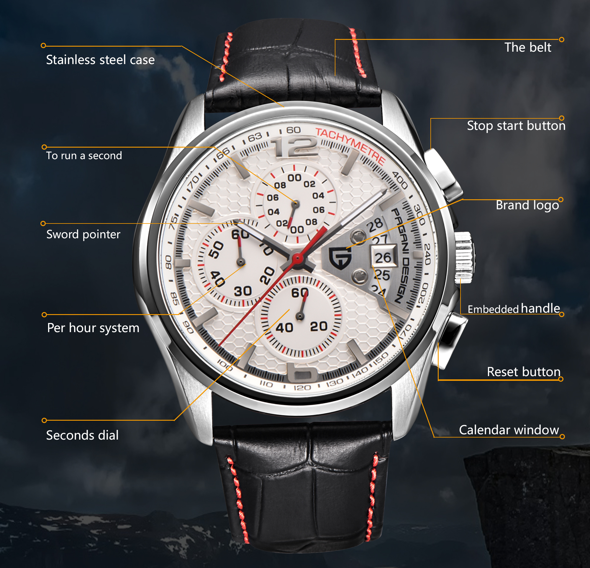 Pagani PD3306 Mens Quartz Watc - Leather Watch Band Men ulasan dan harga