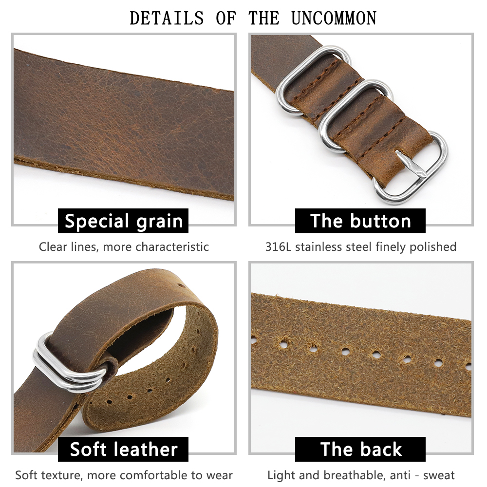 Genuine Leather Watch Band 18m - Nato Strap Nylon ulasan dan harga