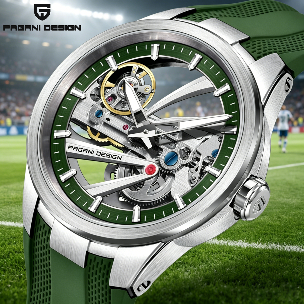 Green Skeleton PAGANI DESIGN P - Rubber Strap Diver ulasan dan harga