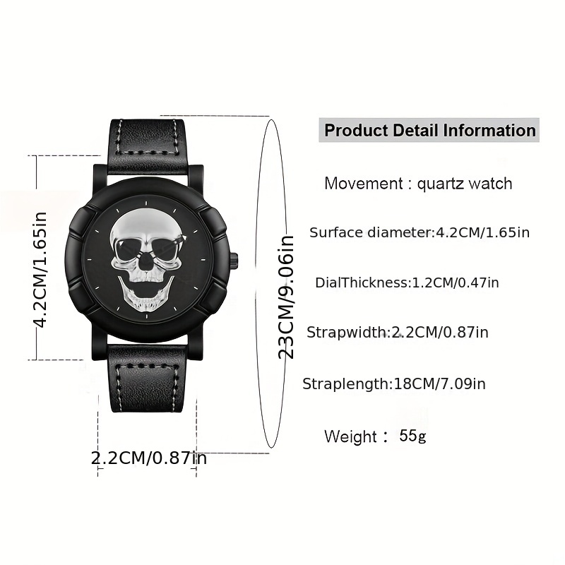 Skull Pattern Multi Display Po - Leather Watch Band Men ulasan dan harga