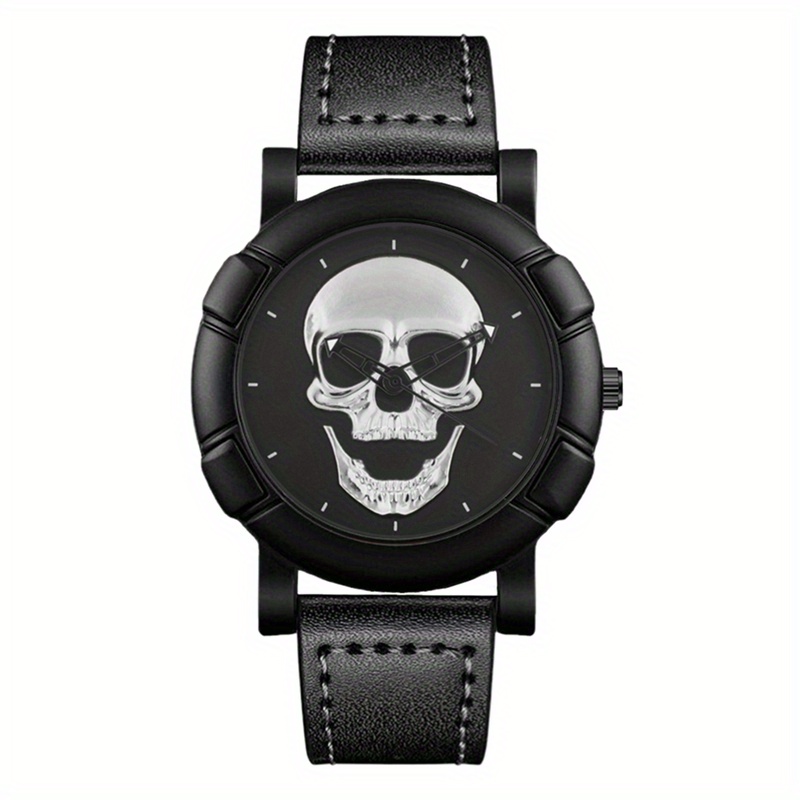 Skull Pattern Multi Display Po - Leather Watch Band Men ulasan dan harga
