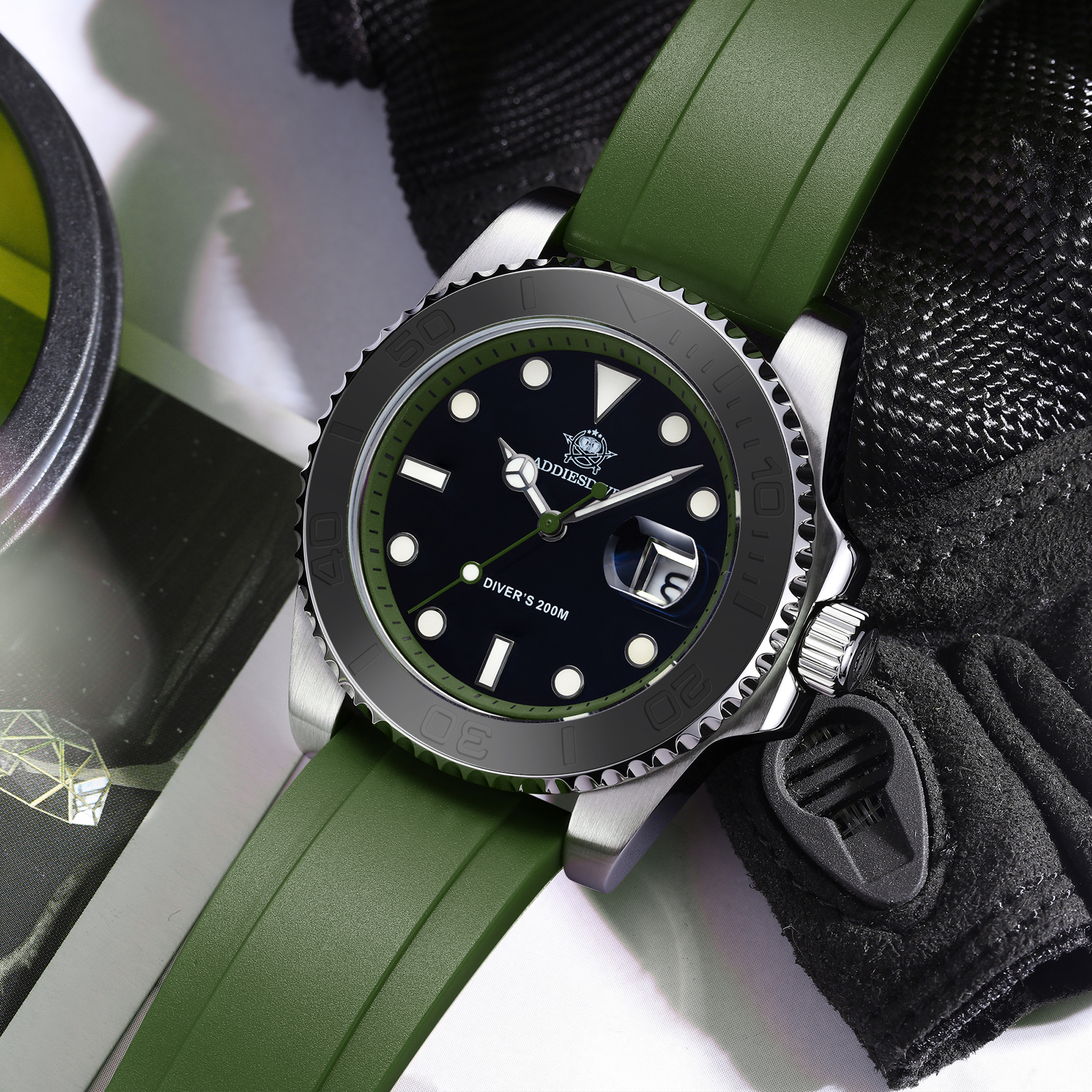 ADDIESDIVE Rotatable Ceramic B - Rubber Strap Diver ulasan dan harga