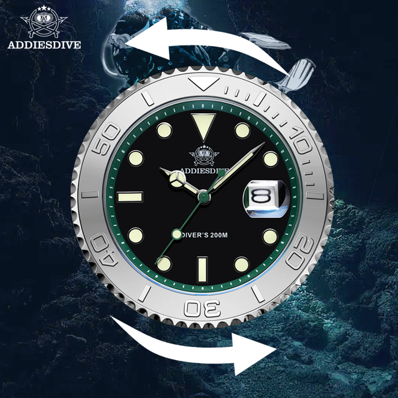 ADDIESDIVE Rotatable Ceramic B - Rubber Strap Diver ulasan dan harga