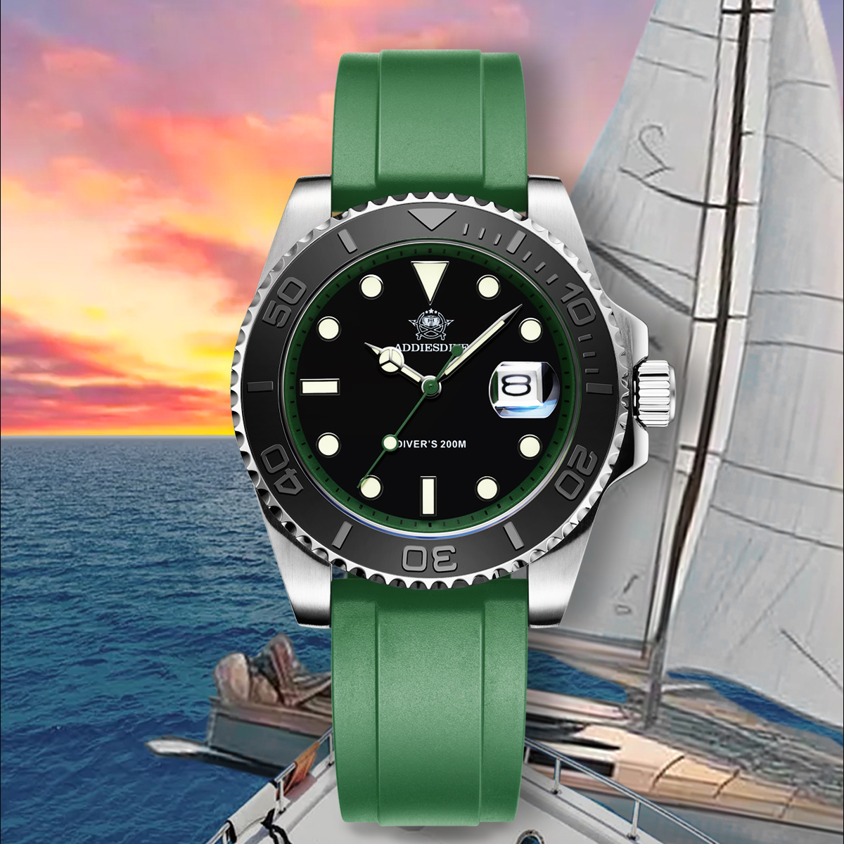ADDIESDIVE Rotatable Ceramic B - Rubber Strap Diver ulasan dan harga