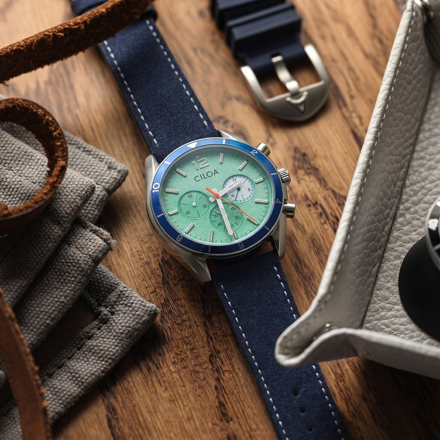 CILOA Men's Chronograph Watch  - Suede Strap Watch ulasan dan harga