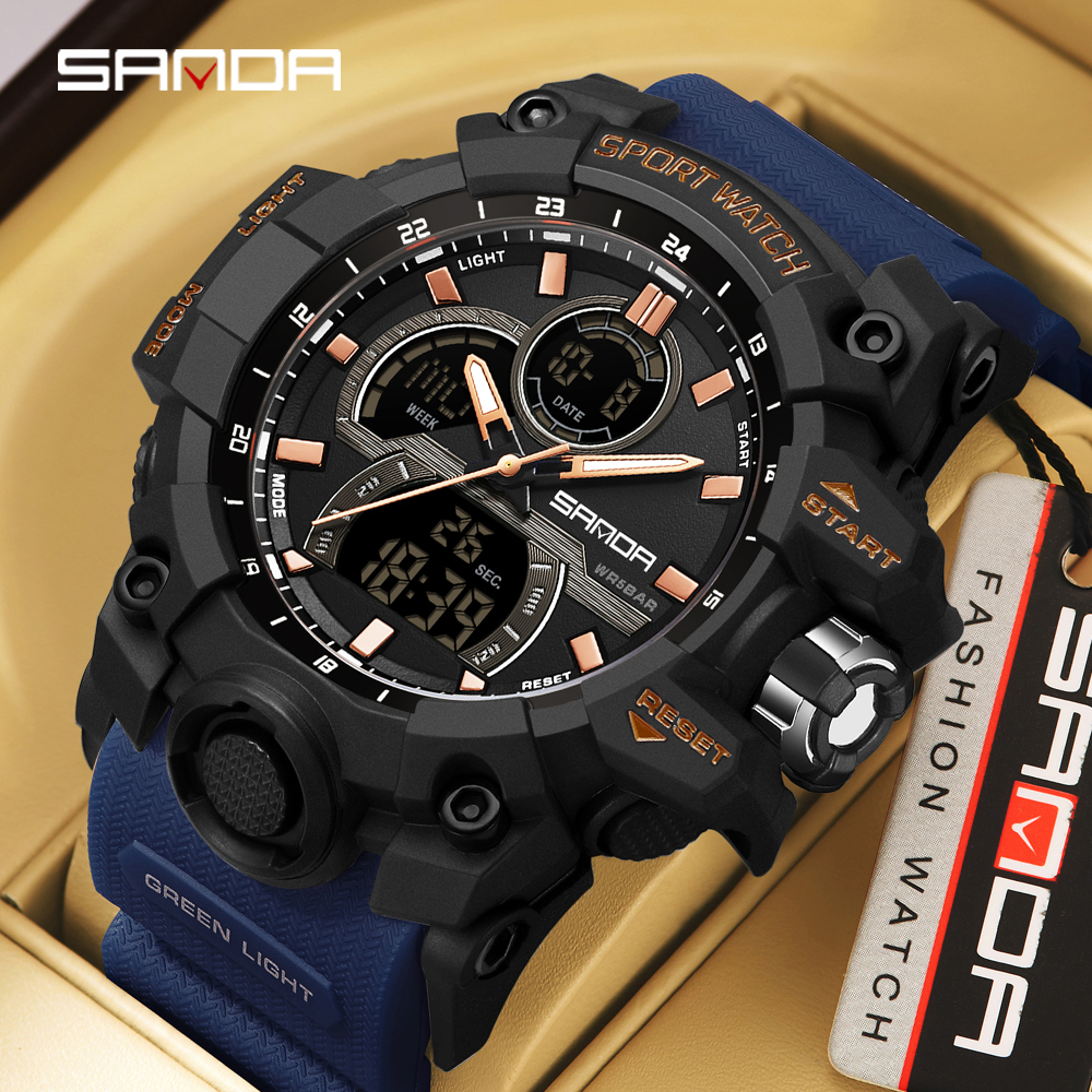 SANDA 6198 Men's Electronic Wa - Rubber Strap Diver ulasan dan harga