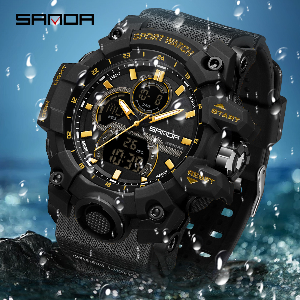 SANDA 6198 Men's Electronic Wa - Rubber Strap Diver ulasan dan harga