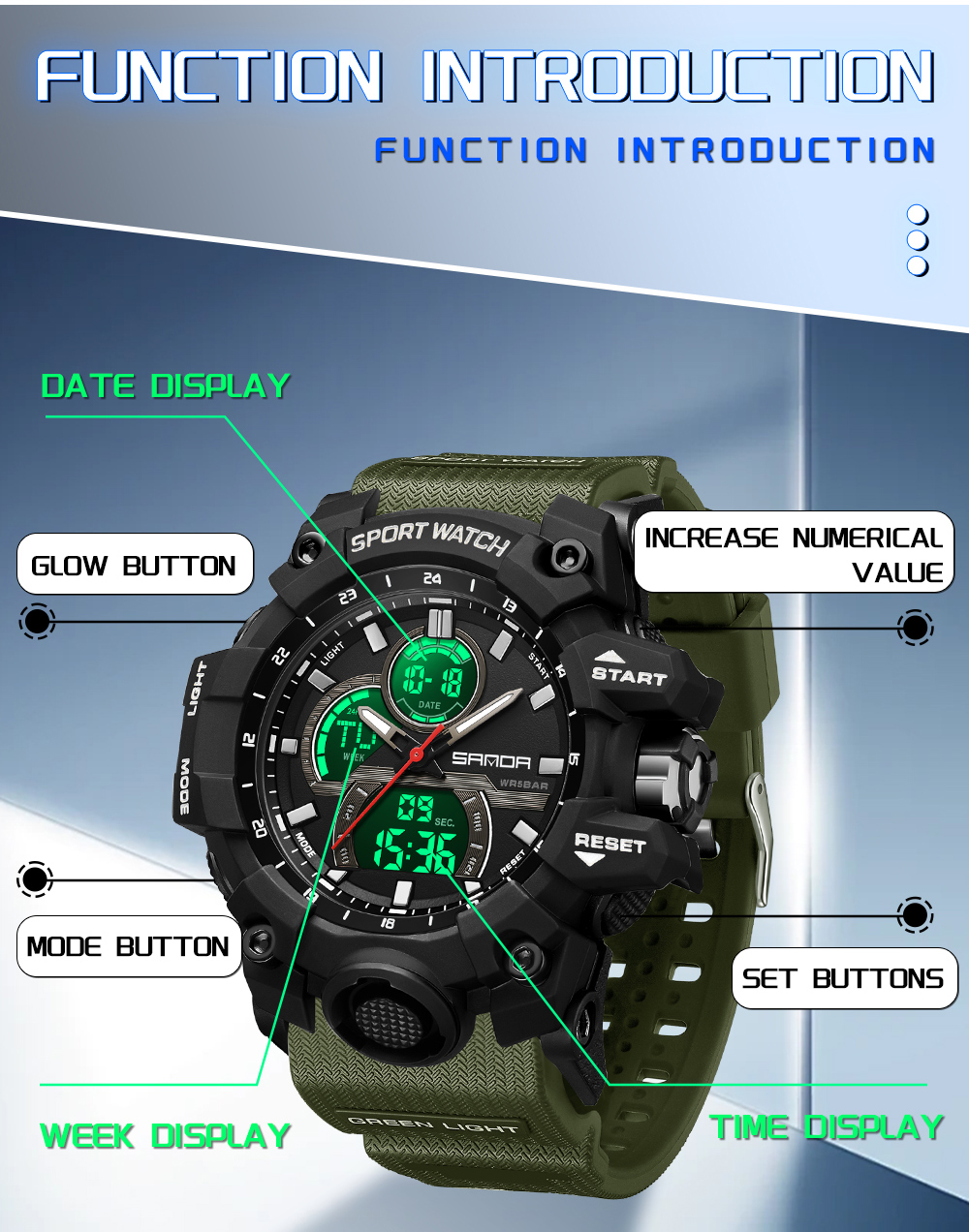 SANDA 6198 Men's Electronic Wa - Rubber Strap Diver ulasan dan harga