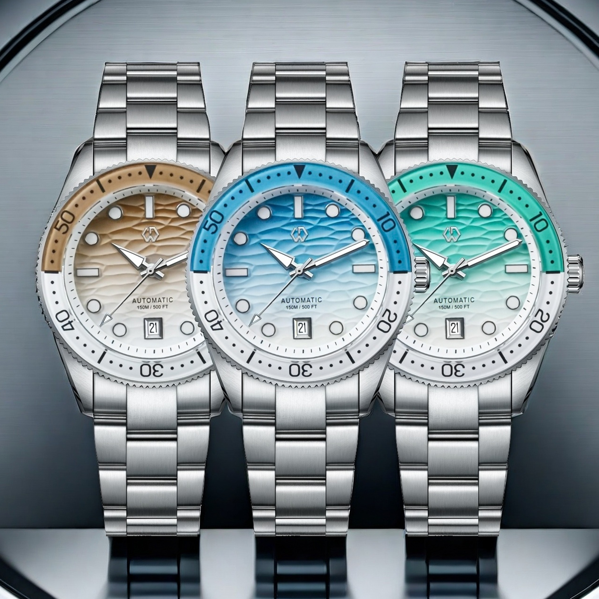 40mm Diver Watch Texture Men's - Rubber Strap Diver ulasan dan harga