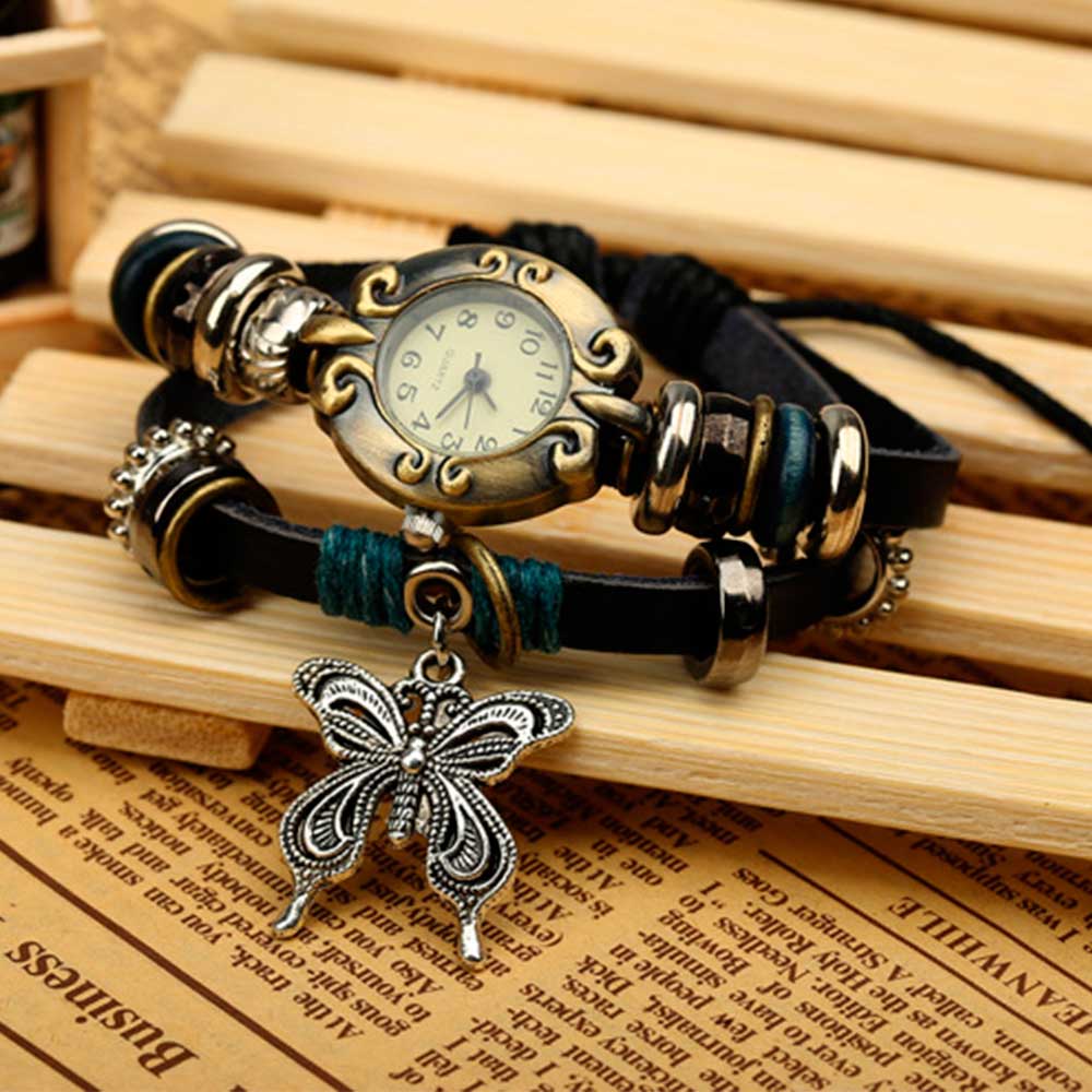 Handmade Butterfly Beads Brace - Leather Watch Band Men ulasan dan harga