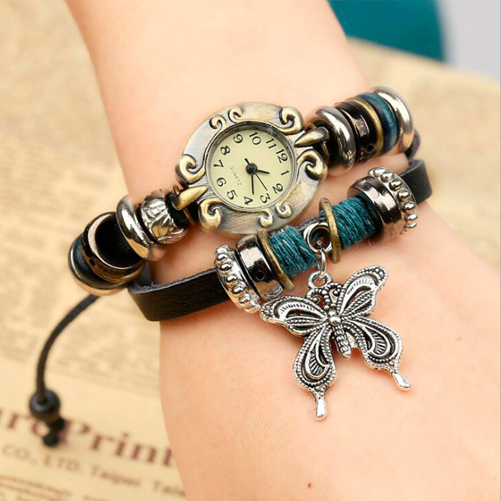 Handmade Butterfly Beads Brace - Leather Watch Band Men ulasan dan harga