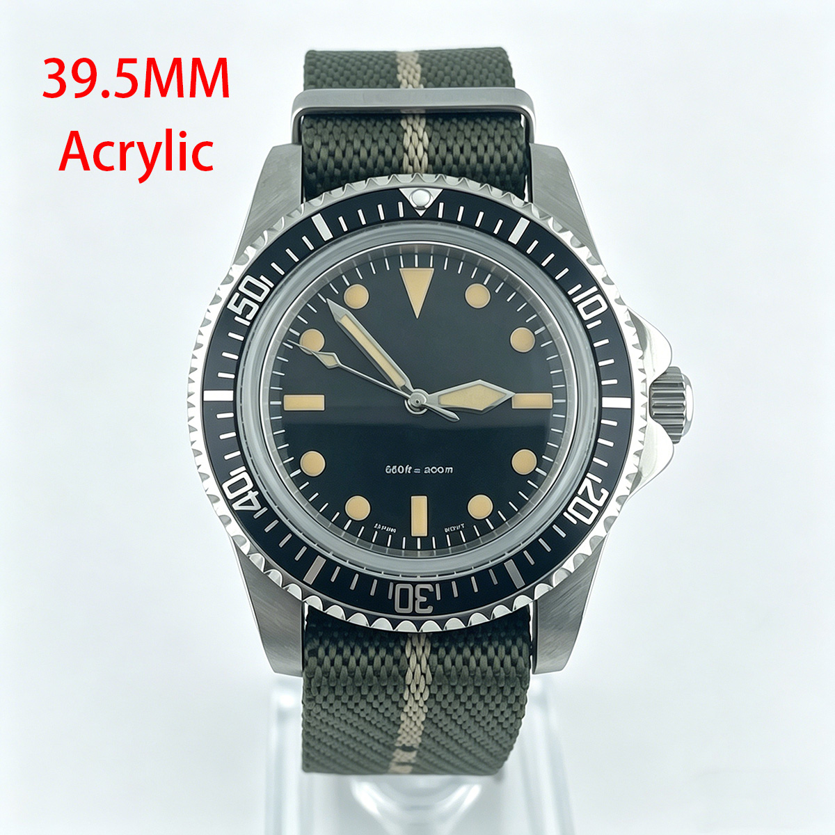 39.5mm Diver Retro watch acryl - Tropic Strap Vintage ulasan dan harga