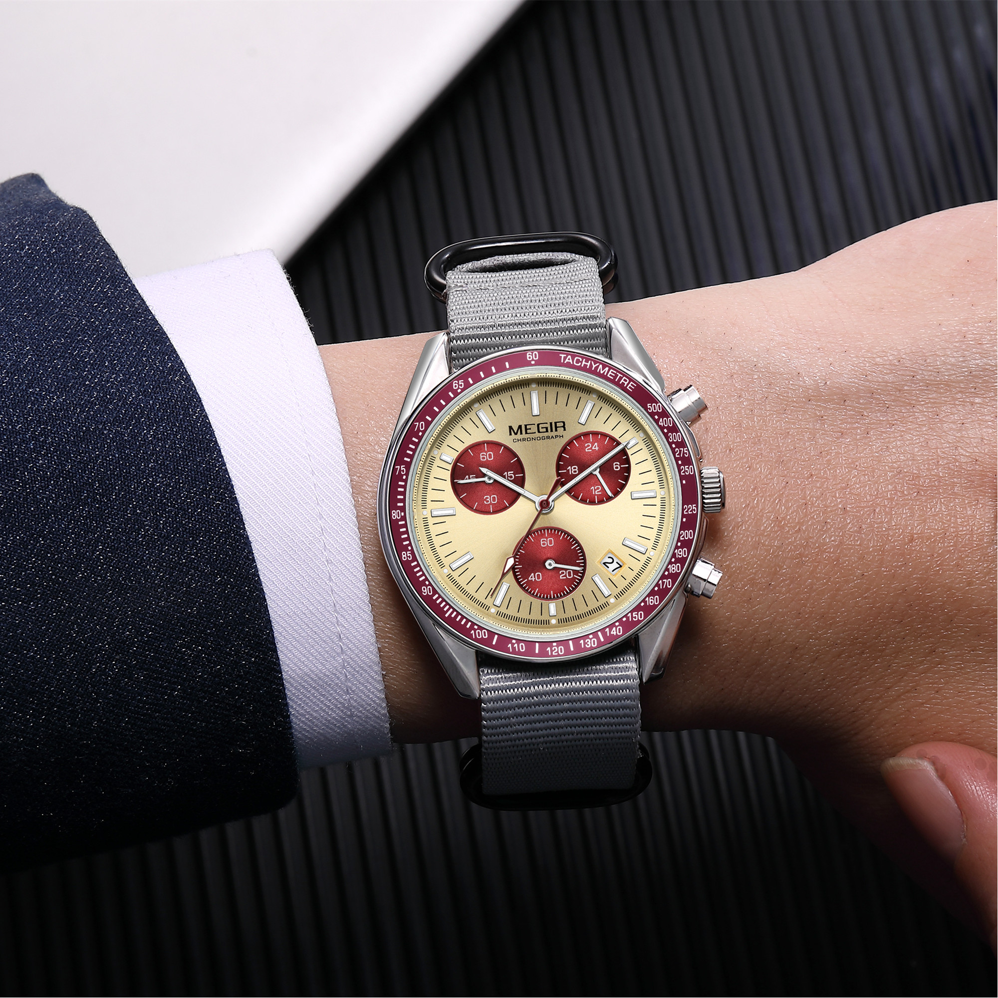 MEGIR Chronograph Canvas Strap - Canvas Strap Watch ulasan dan harga