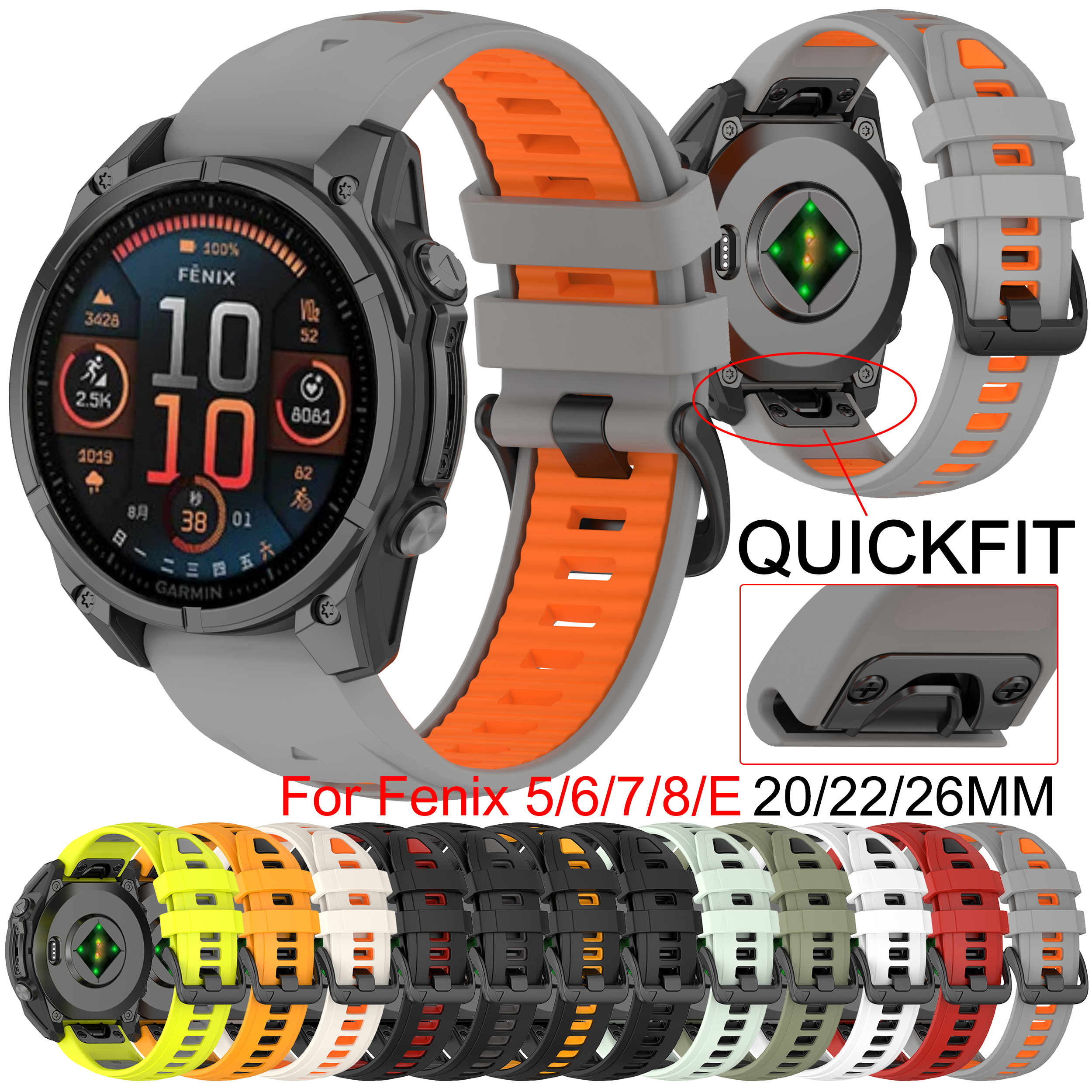 QuickFit 20mm 22mm 26mm Strap  - Silicone Watch Band 22Mm ulasan dan harga