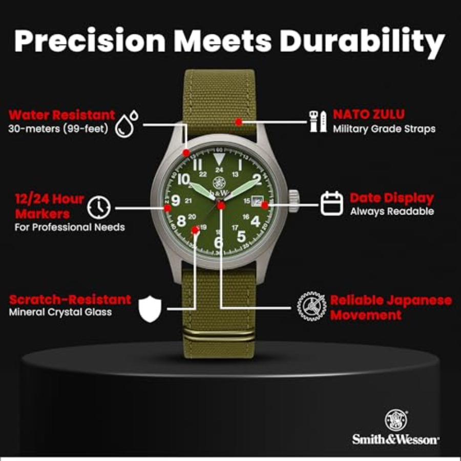 Men's Military Watch, 3 Interc - Canvas Strap Watch ulasan dan harga