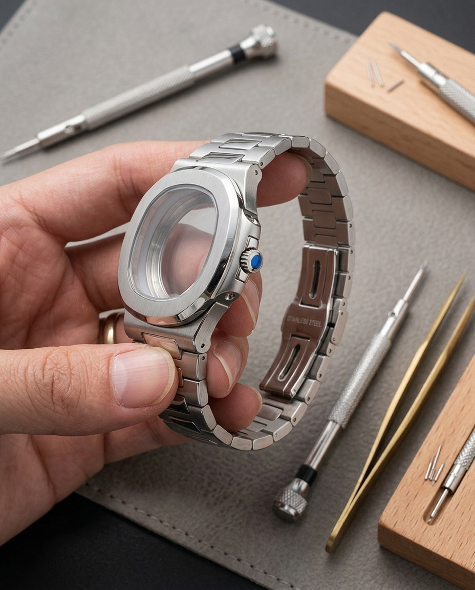 40mm Nautilus Watch Case Mod K - Butterfly Clasp Deployant ulasan dan harga