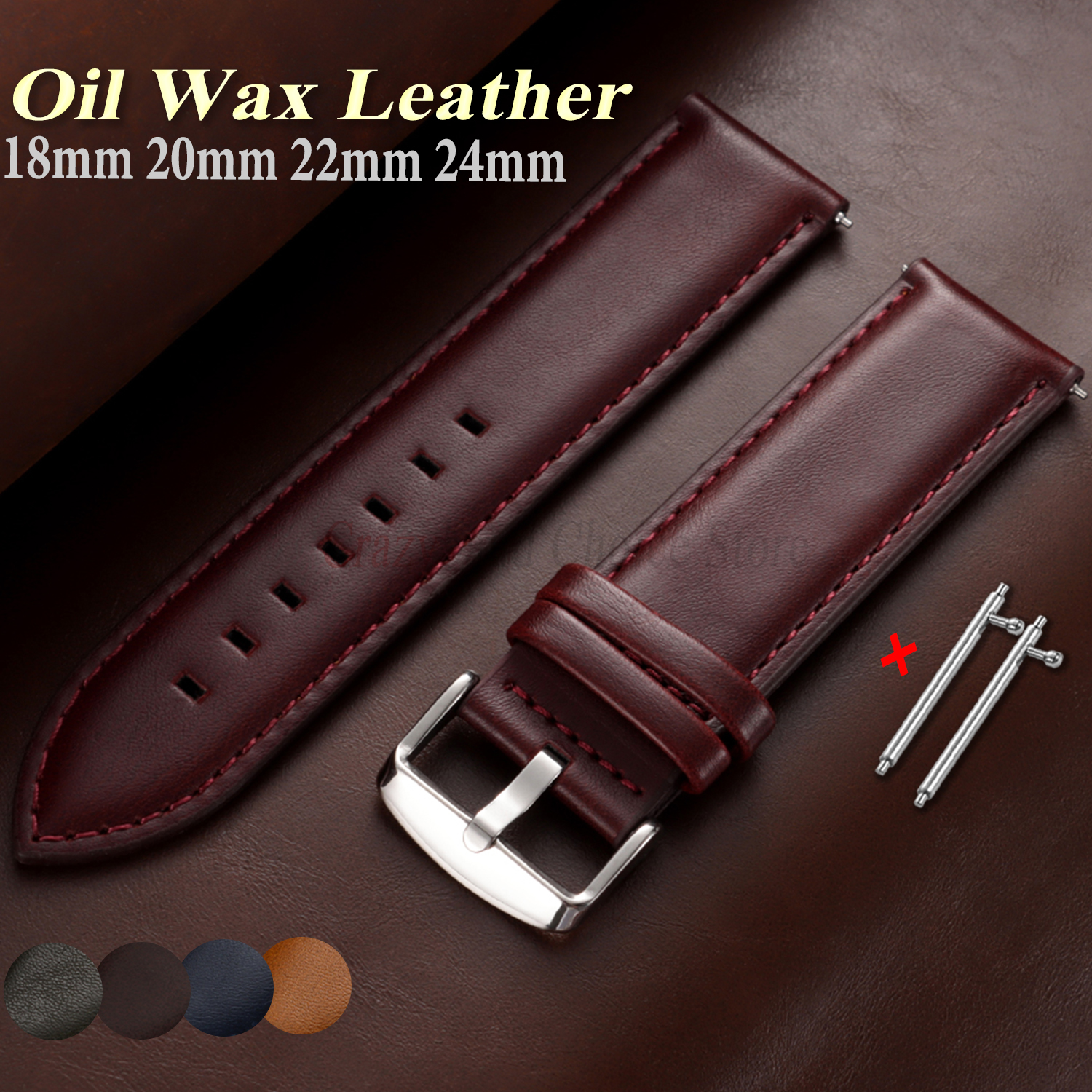 Oil Wax Cowhide Watch Band 18m - Leather Strap Quick Release ulasan dan harga