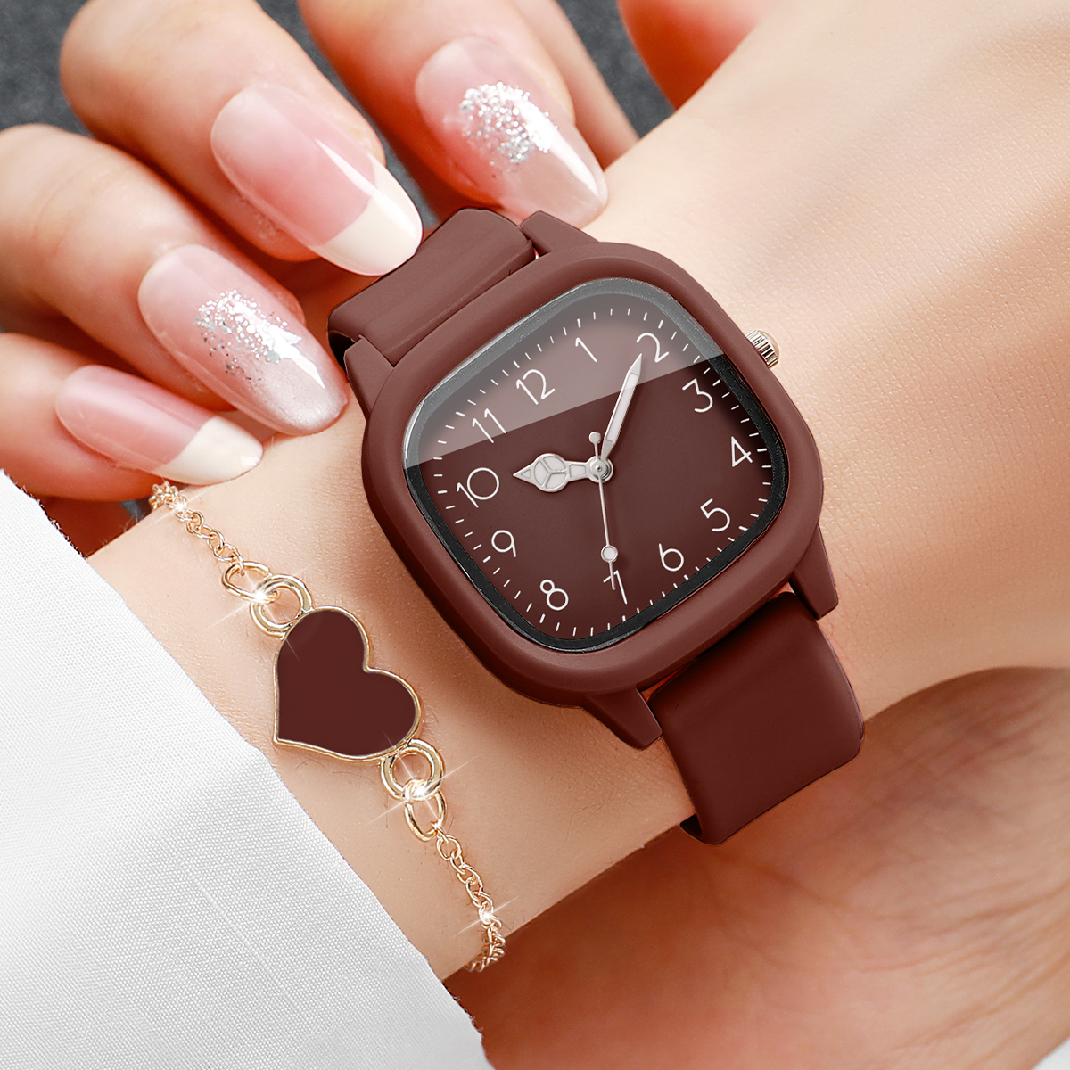 5PCS Fashion Women Watches Hea - Silicone Band Women ulasan dan harga