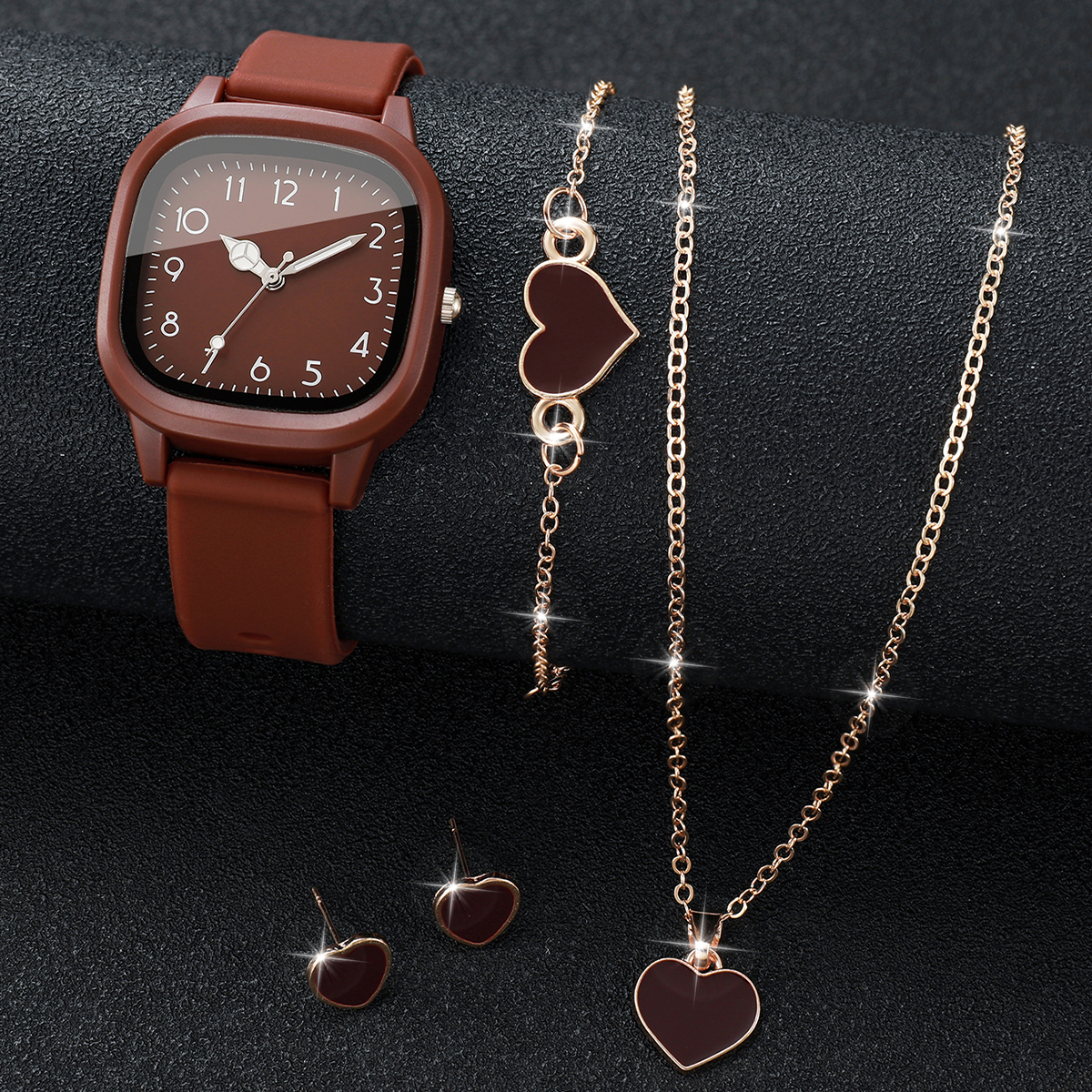 5PCS Fashion Women Watches Hea - Silicone Band Women ulasan dan harga