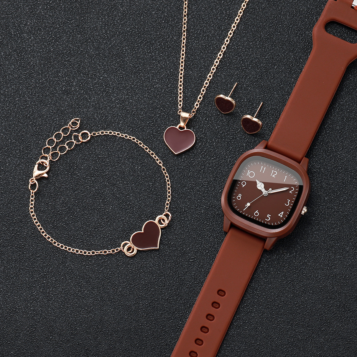 5PCS Fashion Women Watches Hea - Silicone Band Women ulasan dan harga