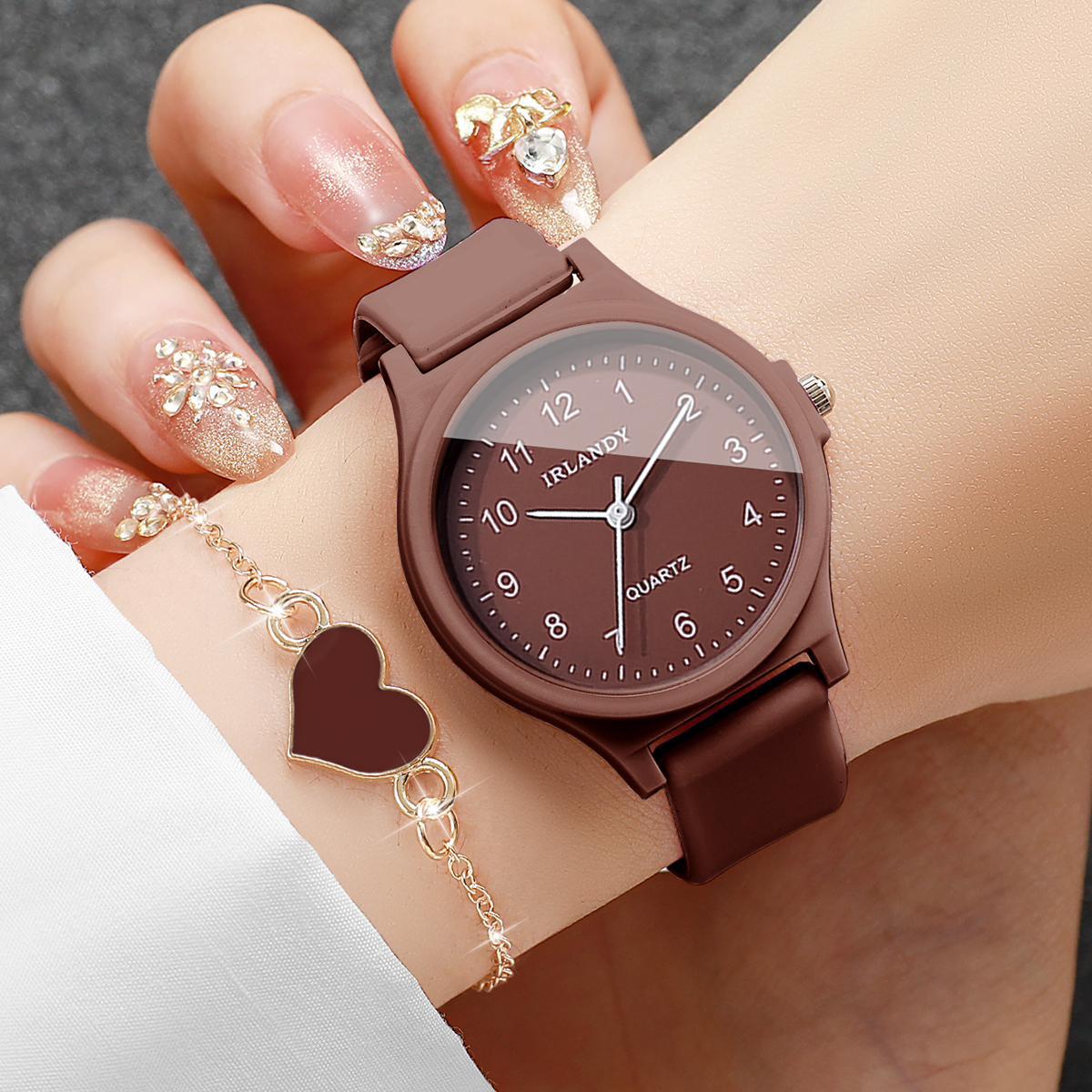 2PCS Fashion Arabic Dial Women - Silicone Band Women ulasan dan harga