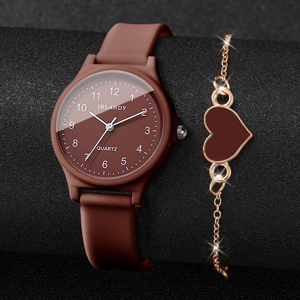 2PCS Fashion Arabic Dial Women - Silicone Band Women ulasan dan harga