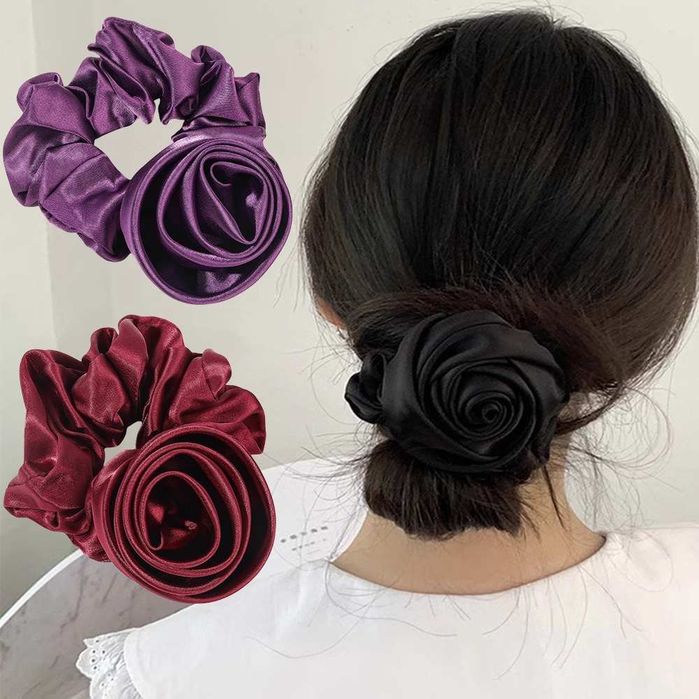 Korean Women Rose Elastic Hair - Silicone Band Women ulasan dan harga