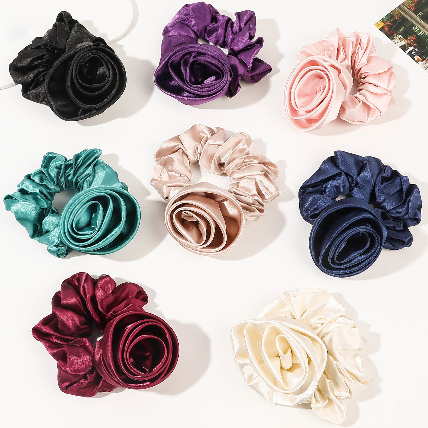 Korean Women Rose Elastic Hair - Silicone Band Women ulasan dan harga