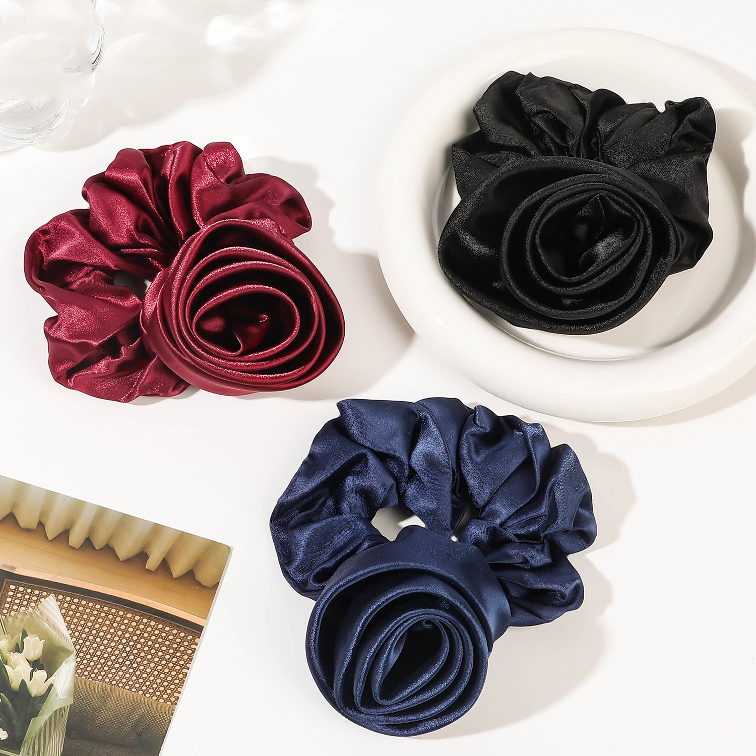 Korean Women Rose Elastic Hair - Silicone Band Women ulasan dan harga