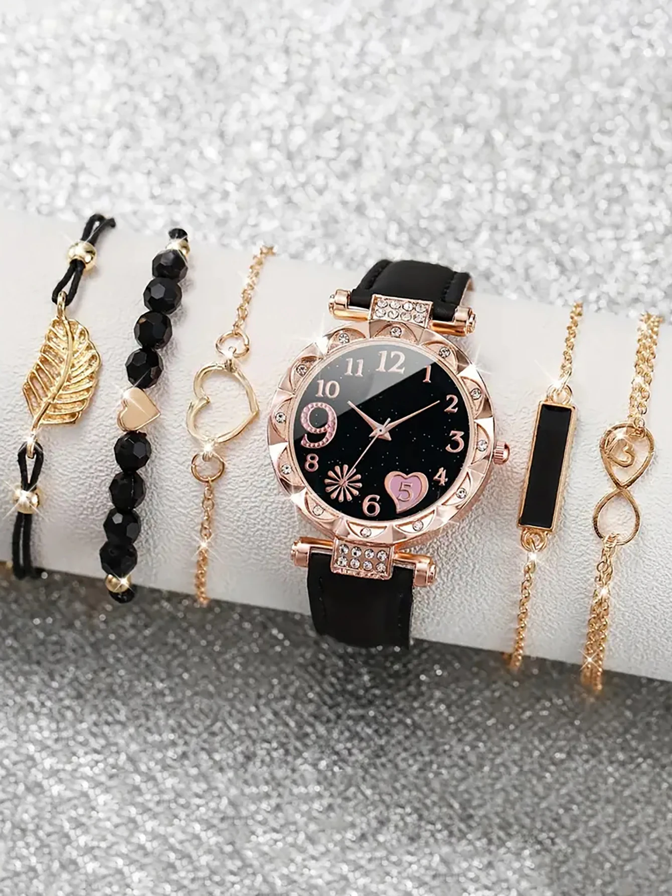 5Pcs Women Pink Suede Strap Wa - Suede Strap Watch ulasan dan harga