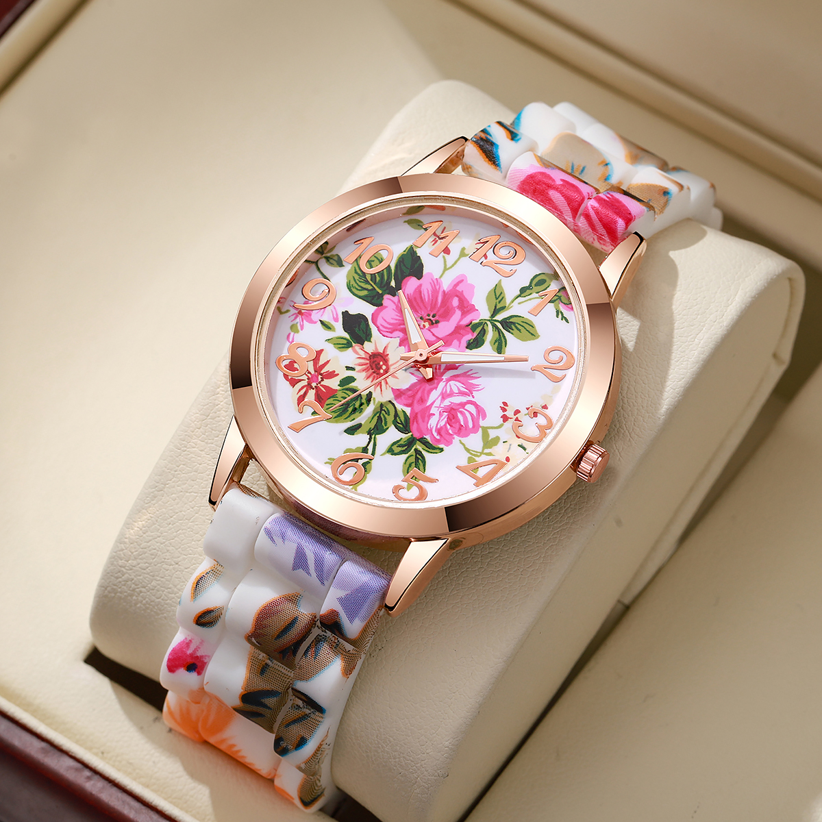 Fashion Flowers Printed Women  - Silicone Band Women ulasan dan harga