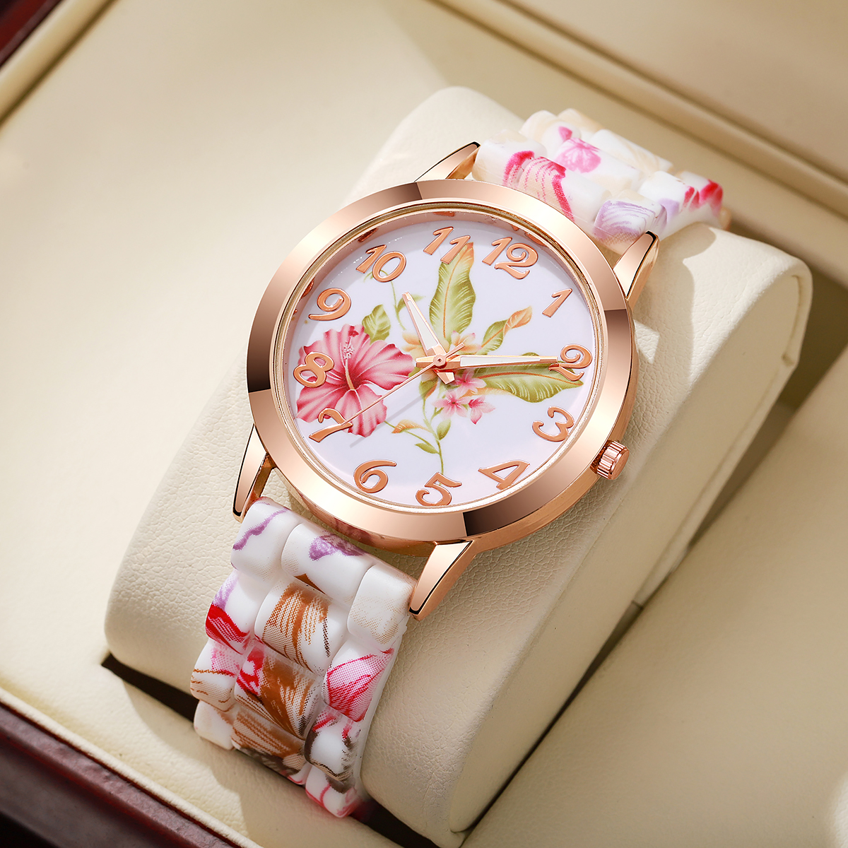 Fashion Flowers Printed Women  - Silicone Band Women ulasan dan harga