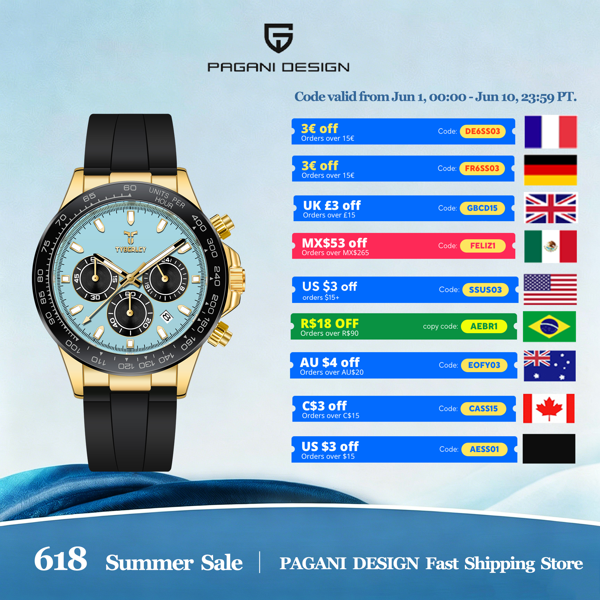 TYBERLEY Sophisticated Eleganc - Rubber Strap Diver ulasan dan harga